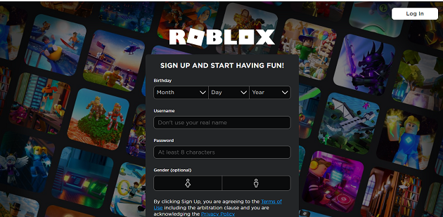 Log in Roblox