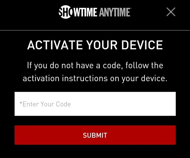 Activate Showtime Anytime by using showtime.com/activate